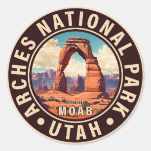 Sticker Rond Moab Arches National Park Utah Delicate Arch Retro