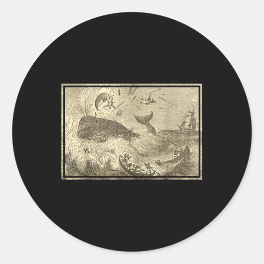 Sticker Rond Moby attaquant les bateaux baleiniers (Devant)