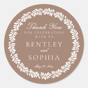 Sticker Rond Mocha Brown Talavera Espagne Fiesta mariage Faveur