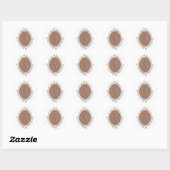 Sticker Rond Mocha Chocolat Mousse Rococo Mariage Monogramme (Feuille)