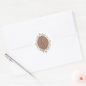 Sticker Rond Mocha Chocolat Mousse Rococo Mariage Monogramme (Enveloppe)