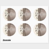 Sticker rond Mocha Ivory Floral Monogrammé 3" (Feuille)