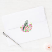 Sticker Rond Mockingbird rose Magnolia Aquarelle (Enveloppe)