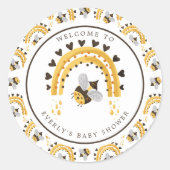 Sticker Rond Mod Rainbow Bumblebee Miel Bee Baby shower (Devant)