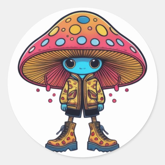 Sticker Rond Mode champignon (Devant)