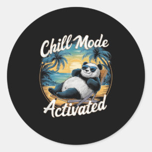 Sticker Rond Mode Chill Activé Funny Panda Chilling Dans Le S
