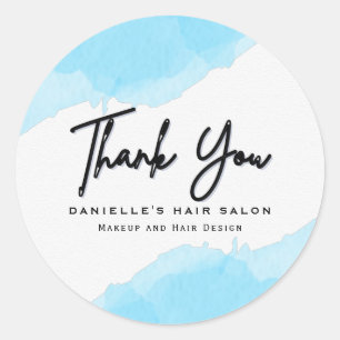 Sticker Rond Mode d'aquarelle bleu moderne