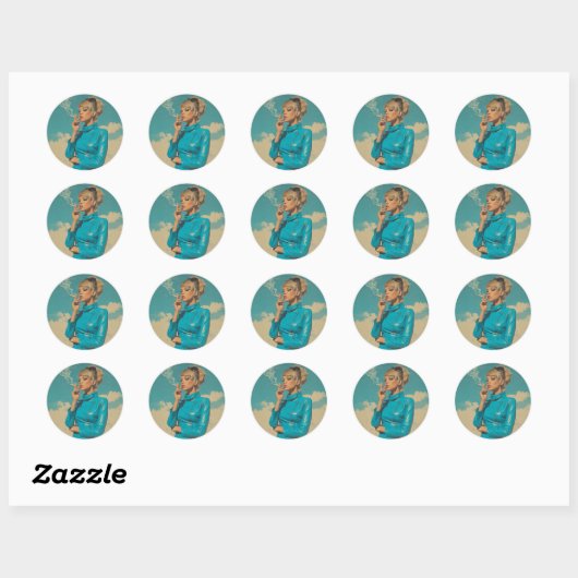 Sticker Rond Mode de Fumage Retro Glam (Feuille)