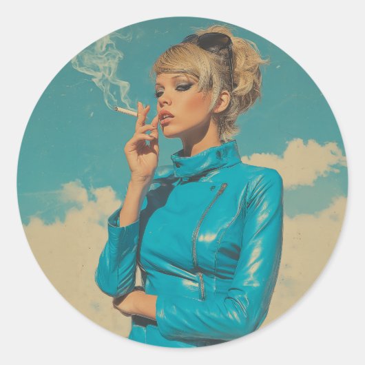 Sticker Rond Mode de Fumage Retro Glam (Devant)