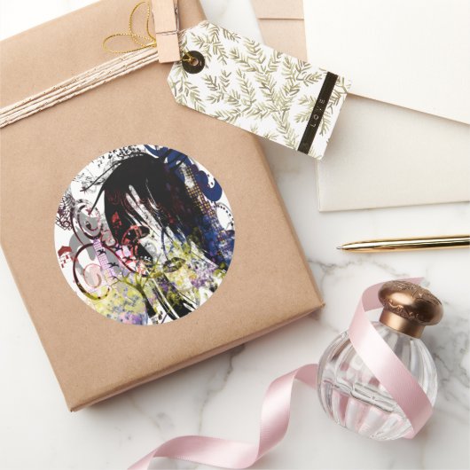 Sticker Rond Mode Diva tourbillonné (Cadeaux)