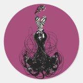 Sticker Rond Mode Diva Vintage violet et noir (Devant)