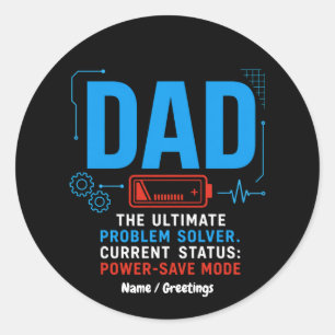Sticker Rond Mode Économie d'Énergie Bleu pour Papa Technophile