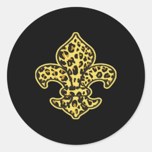 Sticker Rond Mode Empreinte de léopard tendance Motif animal Fl