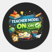 Sticker Rond Mode Enseignant : ACTIVÉ – Joli design de rentrée (Devant)