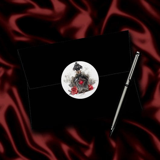 Sticker Rond Mode gothique Bouteille de parfum victorienne avec