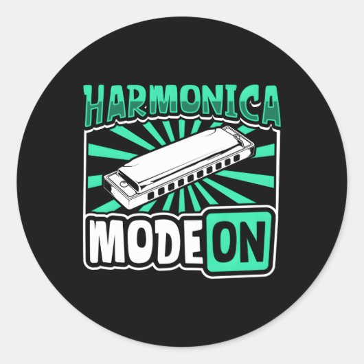 Sticker Rond Mode Harmonica Sur Harmonica Player (Devant)