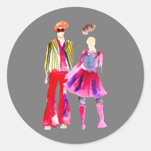 Sticker Rond Mode illustration aquarelle boho (Devant)