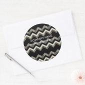 Sticker Rond Mode Motif Géométrique Noir et Blanc Chevron (Enveloppe)