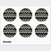 Sticker Rond Mode Motif Géométrique Noir et Blanc Chevron (Feuille)