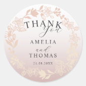 Sticker Rond Mode Rose Gold Wreath Wedding Favor (Devant)