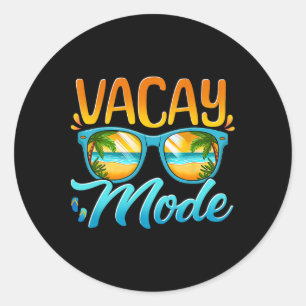 Sticker Rond Mode Vacances Activé Vacances Été Croisière Séjour