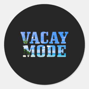 Sticker Rond Mode Vacances Surfing Vacancier Plage Drôle
