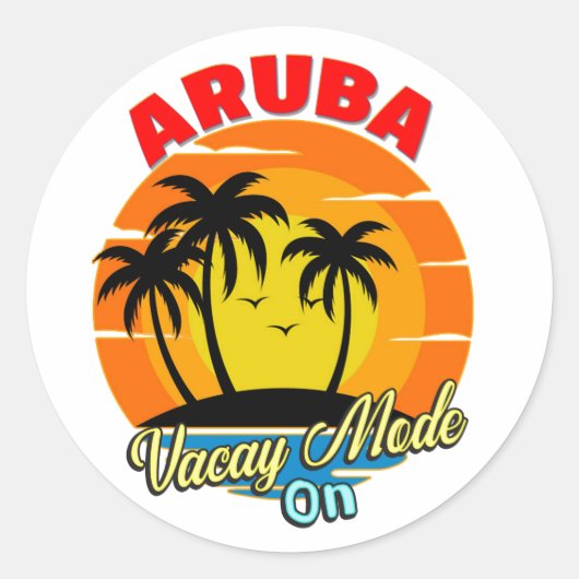 Sticker Rond Mode Vacay Aruba Sur Groupe Familial Correspondant (Devant)