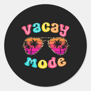 Sticker Rond Mode Vacay Vibes Été Sungles Retro Cute Girl Wo