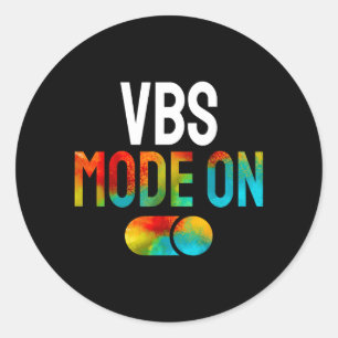 Sticker Rond Mode VBS activé École biblique de vacances Camp d'