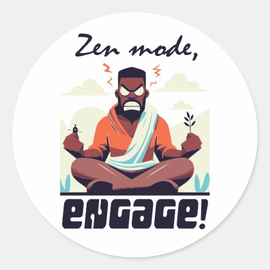 Sticker Rond Mode zen, engagez-vous ! ⚡ Adulte est un Glitch (Devant)