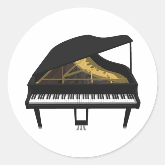 Sticker Rond Modèle 3D : Piano noir grand : (Devant)