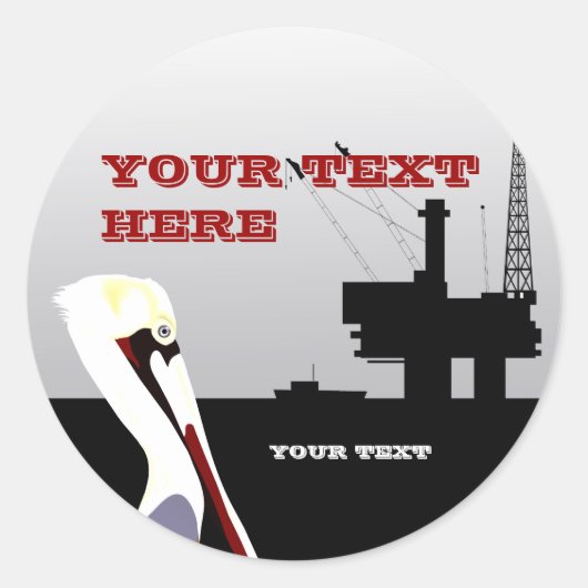Sticker Rond Modèle à bascule pétrolier et pélican (Devant)