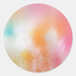 Sticker Rond Modèle Abstrait Rose Rouge Jaune Bleu Coloré