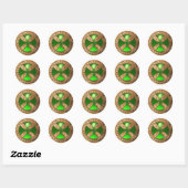 Sticker Rond MODÈLE ANTIQUE CROIX Green Emerald Gem (Feuille)