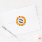 Sticker Rond Modèle, Bordure de bandes orange (Enveloppe)