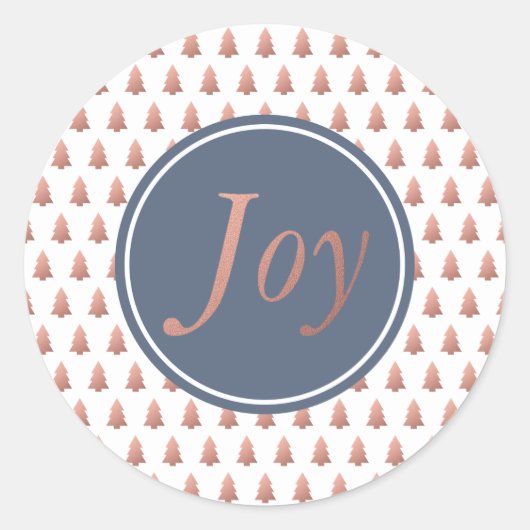 Sticker Rond Modèle d'arbre de Noël Rose Gold Blue (Devant)