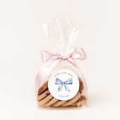 Sticker Rond Modèle d'autocollant Baby Shower avec ruban bleu