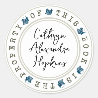 Sticker Rond Modèle d'autocollant "Ce livre est la propriété de