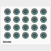 Sticker Rond Modèle de bordure circulaire florale brodée (Feuille)