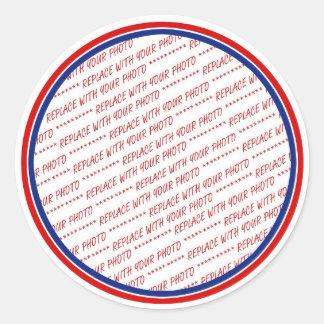 Sticker Rond Modèle de cadre photo blanc et bleu rouge