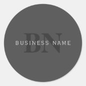 Sticker Rond Modèle de conception de monogramme éditable gris f (Devant)