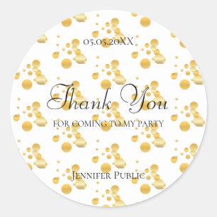 Sticker Rond Modèle de confettis dorés élégants avec texte de r