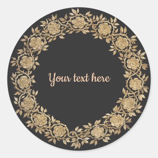 Sticker Rond Modèle de couronne or Floral (Devant)