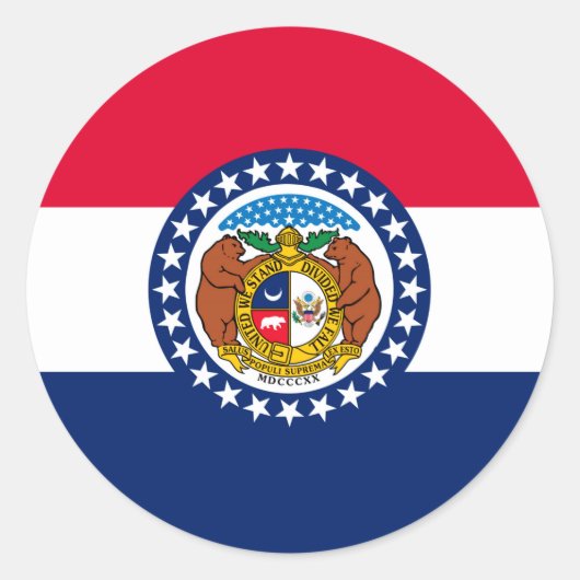 Sticker Rond Modèle de drapeau d'État du Missouri (Devant)