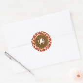 Sticker Rond Modèle de girafe orange Monogramme (Enveloppe)