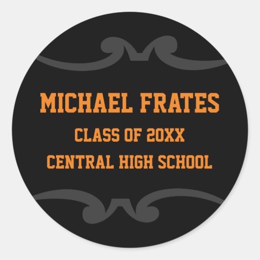 Sticker Rond Modèle de graduation noir et orange (Devant)