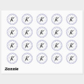 Sticker Rond Modèle de l'autocollant Monogram Lavender (Feuille)