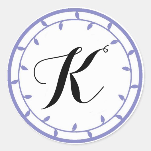 Sticker Rond Modèle de l'autocollant Monogram Lavender (Devant)