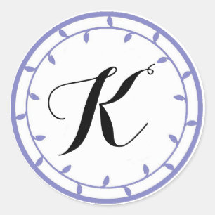 Sticker Rond Modèle de l'autocollant Monogram Lavender