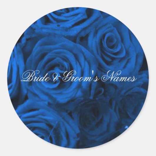 Sticker Rond Modèle de l'autocollant Rose Mariage bleu (Devant)